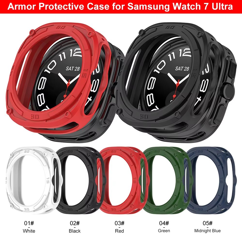 Watch Case for Samsung Galaxy Watch 7 Ultra 47mm Coverage Protective Armored TPU Cover for Galaxy Watch 7 Ultra 47mm Accessory